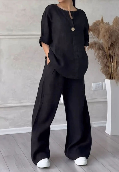🔥【Novi artikli s 50% popusta samo 3 dana】🥋【S-5XL】【Majica kratkih rukava + hlače】Lagani, elegantni i udobni ženski set, dostupan u više boja