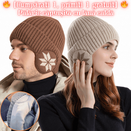 🔥【Cumpărați 1 și primiți 1 gratuit】🔥Pălărie caldă tricotată, rezistentă la vânt, căptușită cu lână