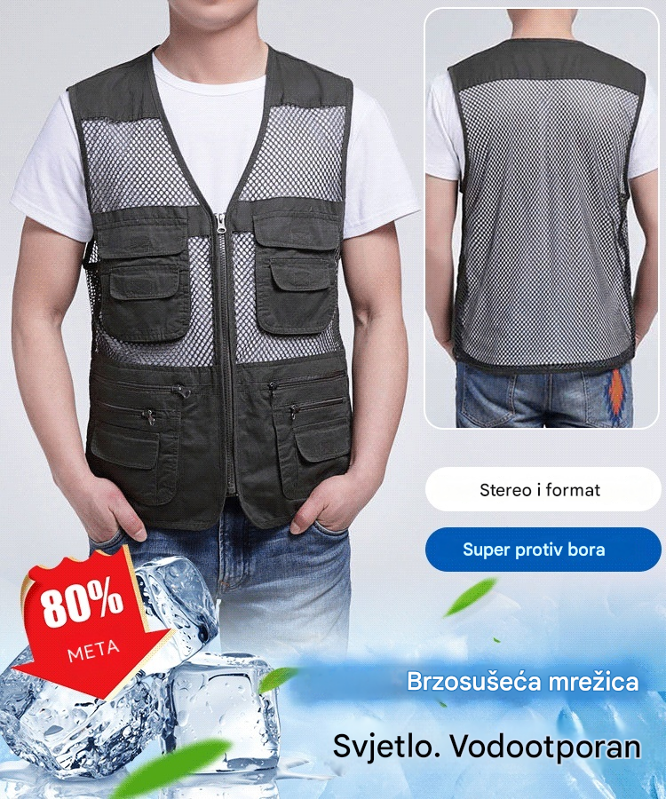 [Ograničeno vrijeme 50% popusta] Izdržljiv i otporan prsluk od čistog pamuka s više džepova 🔥 [XL-4XL]