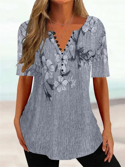 💕【Oferta por tiempo limitado】💕【S-5XL】Nuevas camisetas de manga corta con cuello en V de algodón para mujer, ideales para el verano: suaves y agradables al tacto.
