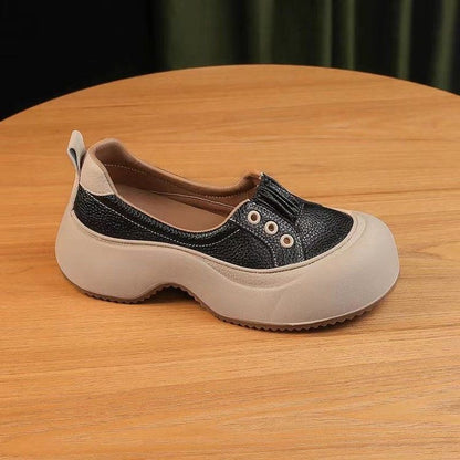 👟👟【produs nou】【35-40】2025 Pantofi casual sport confortabili, cu talpă groasă, din piele, în stil nou la modă-3895049