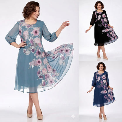 🌸Razprodaja--49% POPUSTA💥💕【S-5XL】 Elegantna proljetna haljina s cvjetnim uzorkom 🌷💃