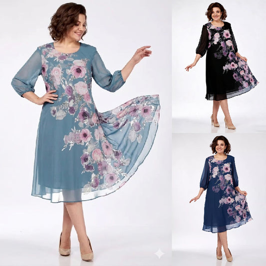 🌸Razprodaja--49% POPUSTA💥💕【S-5XL】 Elegantna proljetna haljina s cvjetnim uzorkom 🌷💃