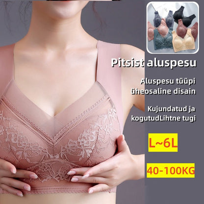 🔥【4 bucati】👙【40-110 KG】 Sutien confortabil, fără cusături, din dantelă