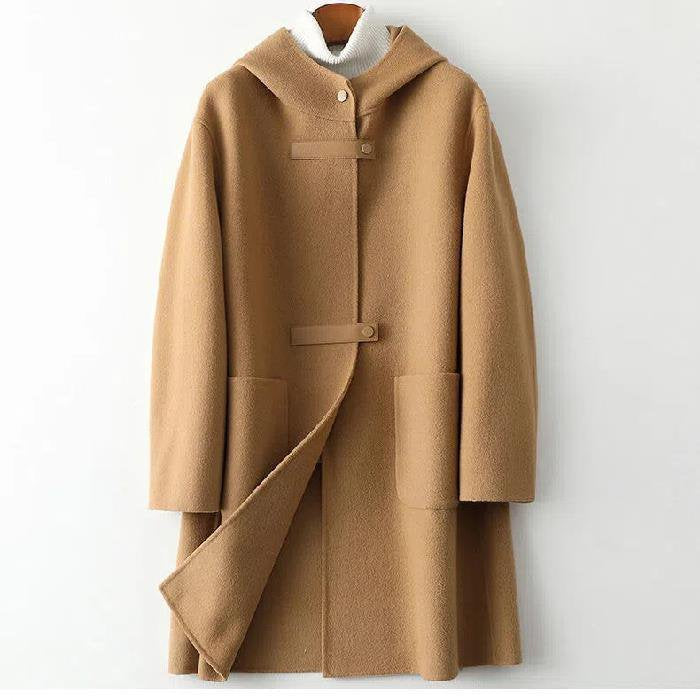 🎁【M-4XL】Ženski elegantni i topli kaput - vuneni kaput s kapuljačom