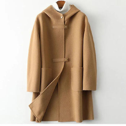 🎁【M-4XL】Ženski elegantni i topli kaput - vuneni kaput s kapuljačom