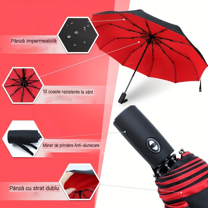 【🛒Oferta pe timp limitat】☔ Umbrelă automată cu două straturi, întărită, rezistentă la vânt, utilizabilă atât pe vreme ploioasă, cât și însorită--3865961