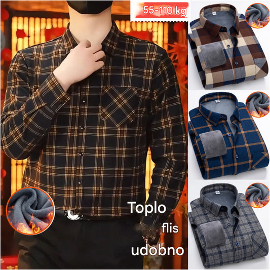 🔥【Reducere de 50% cu termen limitat】👔【L-5XL】Cămașă călduroasă de afaceri cu mânecă lungă toamna și iarna-3898999