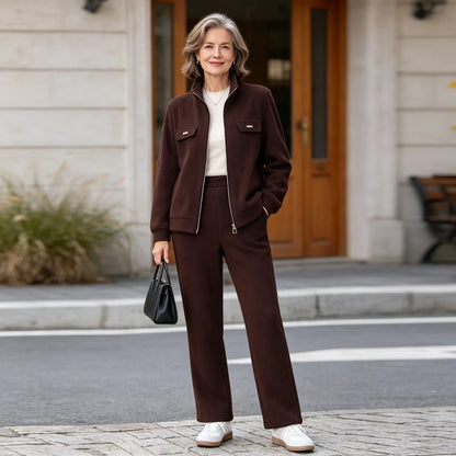 💥【M-4XL】Traje de mujer confeccionado en terciopelo grueso (chaqueta + pantalón)