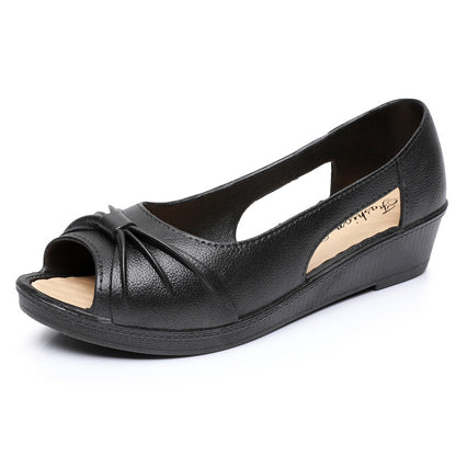 🌼【Iznenađujuća posebna ponuda s popustom od 50%】🌼Ženske jednobojne elegantne sandale, mekani platformski potplat, ležerne cipele s otvorom, otvorenim prstima i petom za ljeto