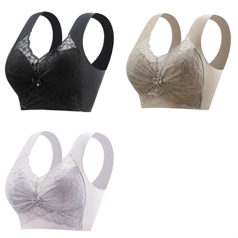 😍【Pachet de 3】👙【40-110 KG】 Sutien confortabil, fără cusături, din dantelă --3965729