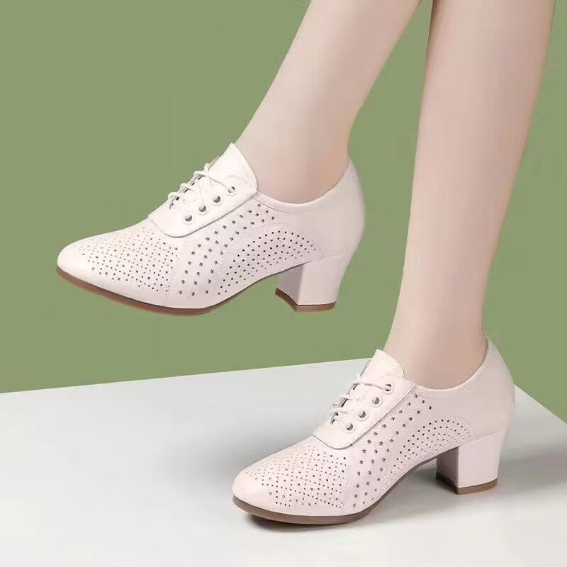 👡🌷【Veličine 34-41】【Visina pete 5 cm】👡Nove ženske cipele od prave kože iz 2026. s jednim slojem, prozračne i šuplje.