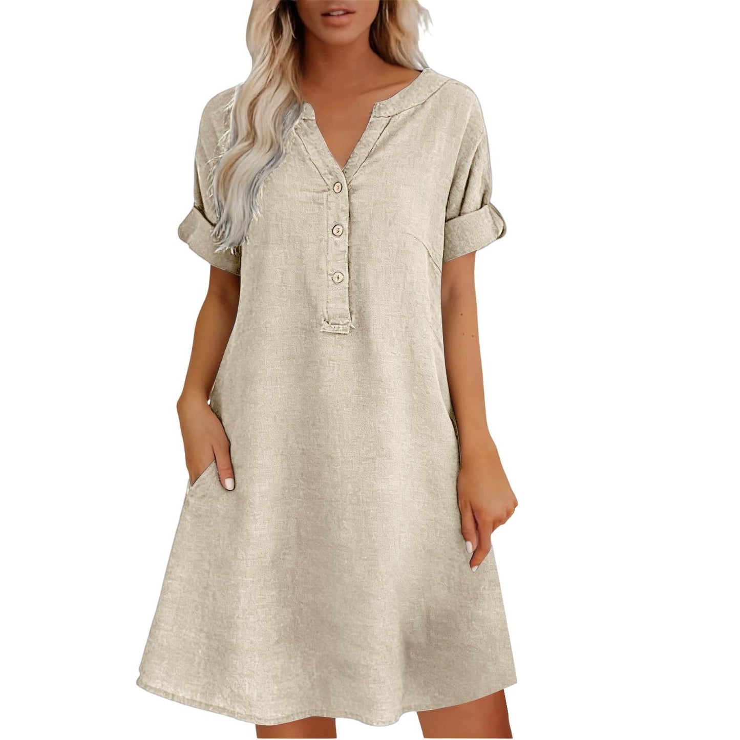 🔥【Vremenski ograničena ponuda: 50% popusta 3 dana】👗【S-5XL】Haljina širokog kroja s ovratnikom i stojećim ovratnikom - tkanina ugodna za kožu, stagnira. ✅Plaćanje pouzećem