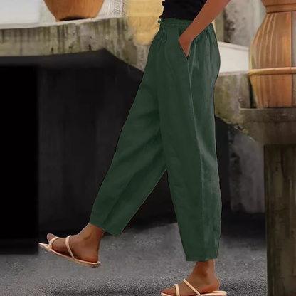 😍【Novo Ograničeno vrijeme 50% popusta 3 dana】💕【S-5XL】Ženske ležerne pamučno-lanene hlače - hladne i prozračne, elegantne i ležerne, od mekane tkanine. ✅Plaćanje pouzećem