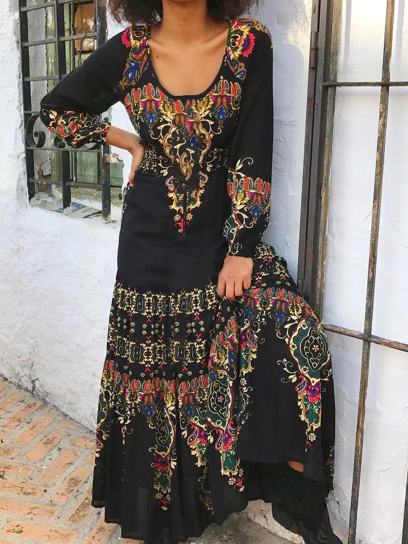 🔥👗【49%OFF】【S-3XL】Iarna nouă rochie de imprimare etnică pentru femei-3847697