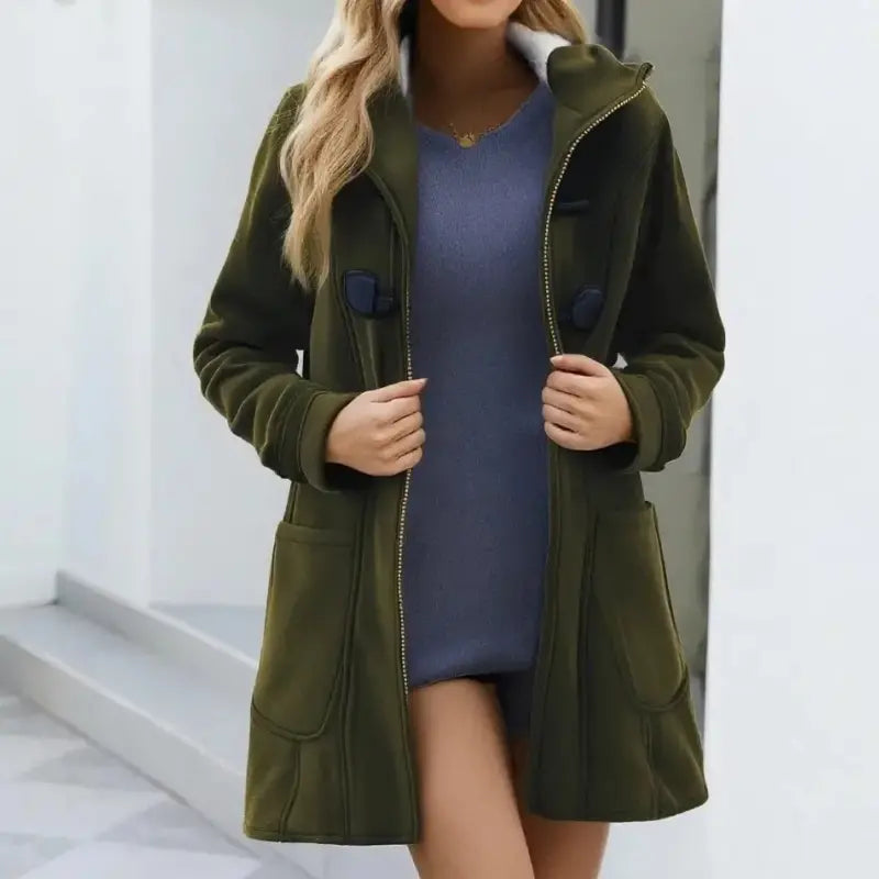【M–6XL】Topli ženski kaput s kapuljačom, srednje duljine