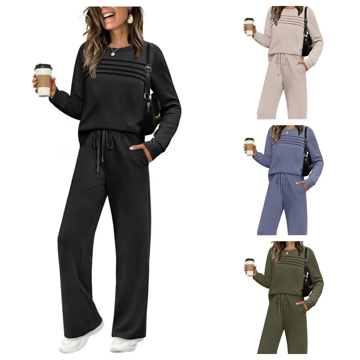 🔥【S-5XL】💖Ženski set sportske odjeće za ležerno nošenje: Visokokvalitetna pamučna majica dugih rukava + hlače - ✅️Plaćanje pouzećem
