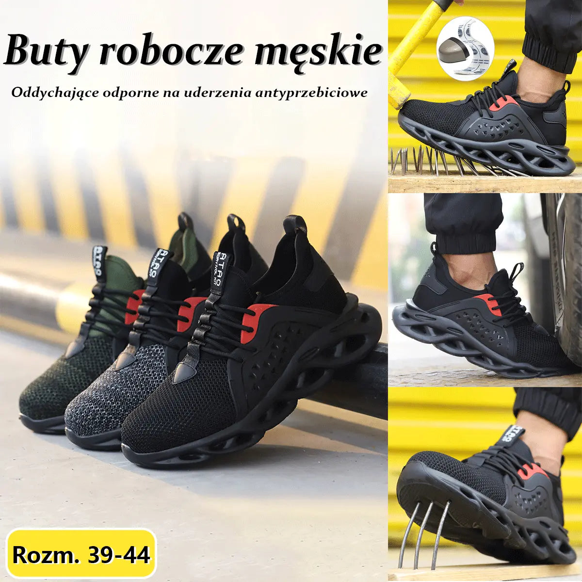 Popust na novi proizvod 💥 Muške radne cipele 39-48 ✅ prozračne i otporne na udarce ✅ otporne na probijanje ✅ neklizajuće ✅ udobne