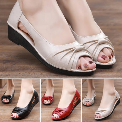 🌼【Iznenađujuća posebna ponuda s popustom od 50%】🌼Ženske jednobojne elegantne sandale, mekani platformski potplat, ležerne cipele s otvorom, otvorenim prstima i petom za ljeto