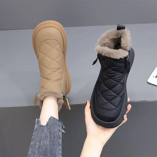 【Reducere de 50%】👢【35-41】Toamnă și iarnă noi cizme din bumbac pentru femei, impermeabile, anti-alunecare, catifelate, calde, la modă, cu talpă moale-3846243