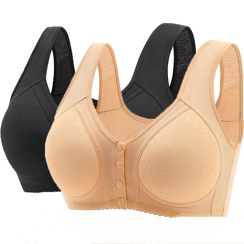 😍【Pack de 5】Sujetador sin aros con hebilla delantera para mujeres de mediana edad y mayores【40-120 kg】