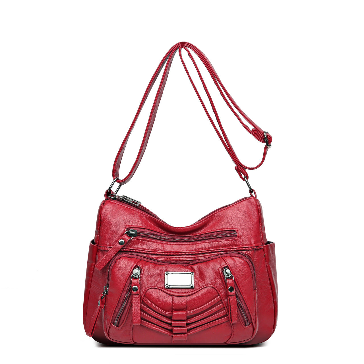 Geantă de umăr la moda simplă piele moale geantă de commute crossbody generos