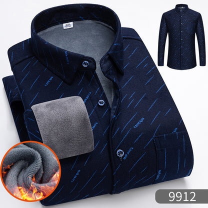 🔥【Reducere de 50% cu termen limitat】👔【L-5XL】Cămașă călduroasă de afaceri cu mânecă lungă toamna și iarna-3898999