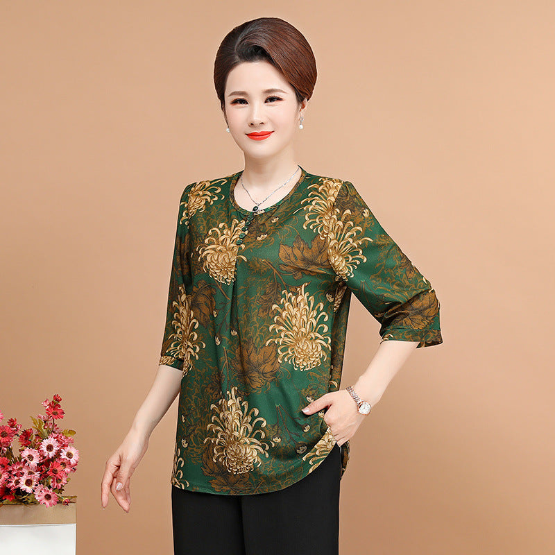 💥😍【Reduceri la produse noi】【XL-5XL】Primăvară și vară 2025, nou top tricou cu imprimeu floral-3915081