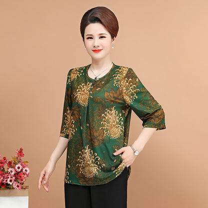 💥😍【Reduceri la produse noi】【XL-5XL】Primăvară și vară 2025, nou top tricou cu imprimeu floral-3915081
