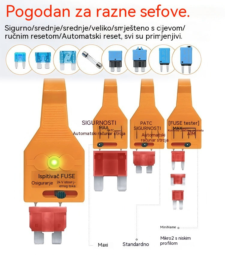 Univerzalni tester i alat za izvlačenje osigurača za automobil (12-24V DC)