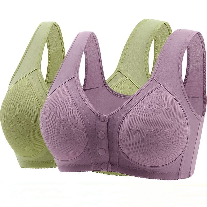 😍【Pack de 5】Sujetador sin aros con hebilla delantera para mujeres de mediana edad y mayores【40-120 kg】