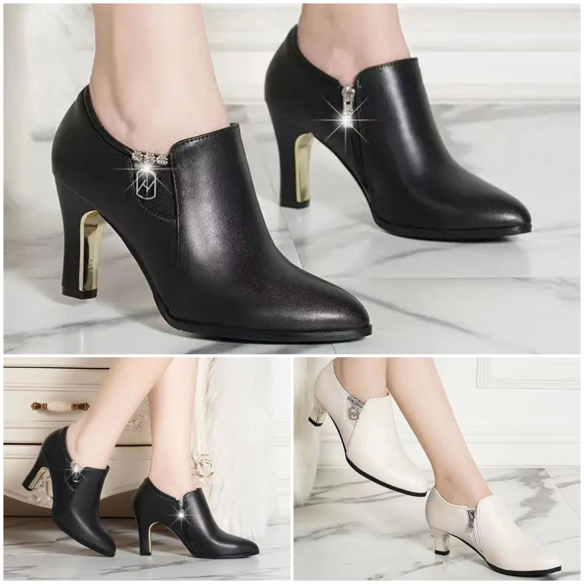 💥【Clearance-ul sezonului】💥【35-40】👠 2025 toamna si iarna noi botine stiletto din piele naturala cu varf ascutit la moda si versatile 3907861
