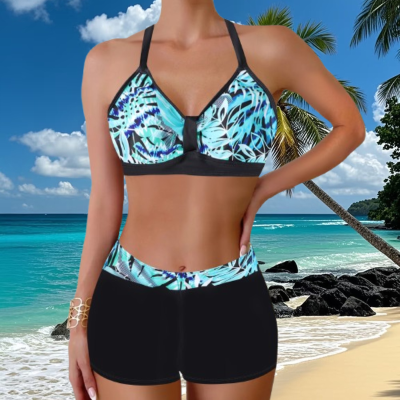 🏖️👙【Reducere limitată în timp】🌴【S-5XL】Set de costume de baie imprimate pentru vacanță la plajă 2025