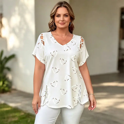 👚【S-5XL】Moderna majica s V-izrezom i izrezom u obliku srca