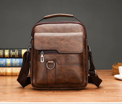 👜🔥【Descuento en nuevos productos】🎁Bolso de hombro de moda de negocios para hombre hecho de cuero genuino, gran capacidad, resistente al desgaste 