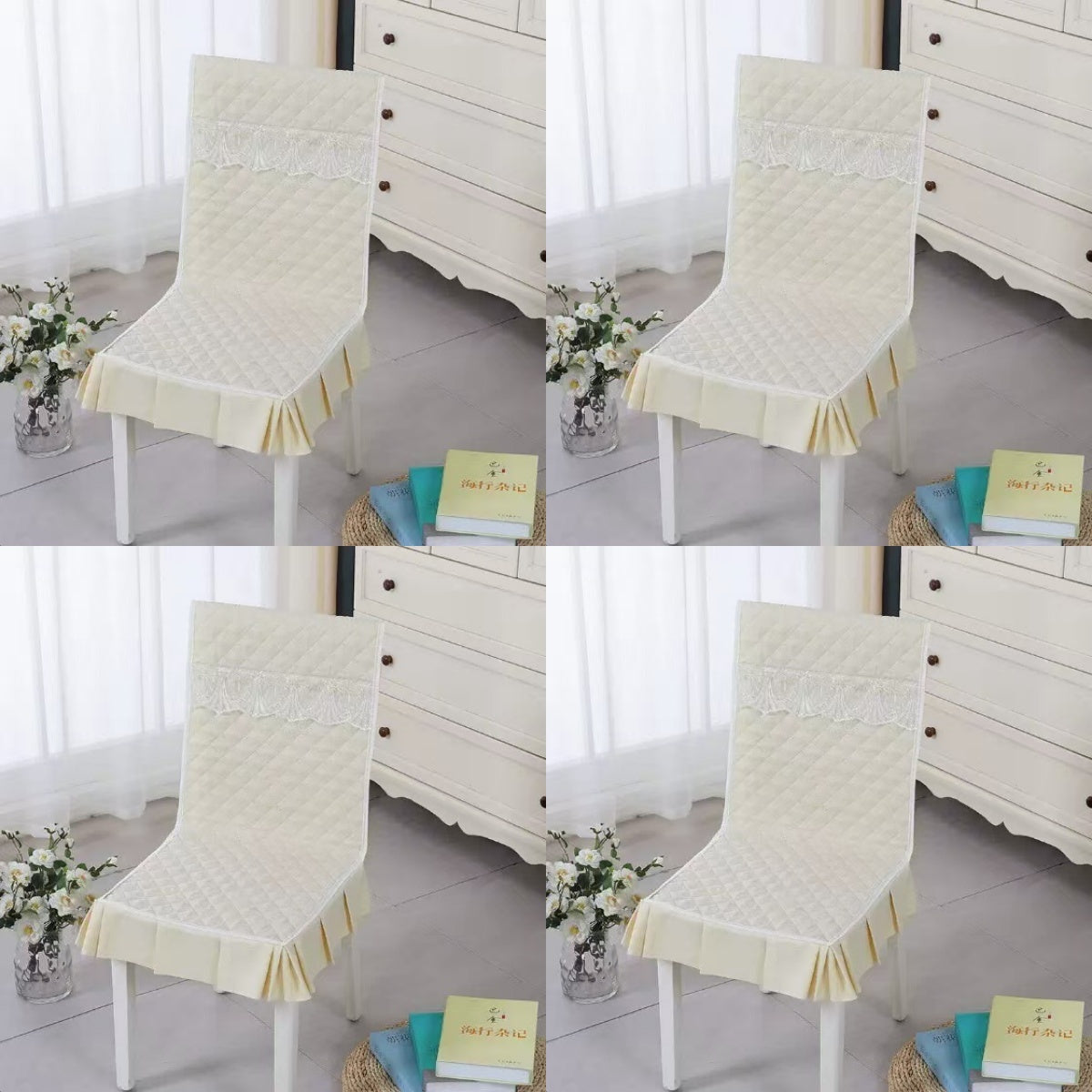 👍【4 bucăți】Husa de scaun universala perna de scaun dintr-o bucata perna de scaun anti-alunecare perna de spate-3852709