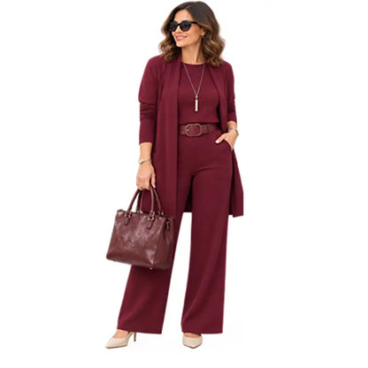 🎁💝Elegantni trodijelni set s dugim kardiganom (uključuje bluzu i hlače)