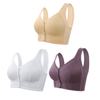 （3 buc）💕🎁【45kg-155kg】Sutien supradimensionat, respirabil, din bumbac moale, cu nasturi frontali-3897626