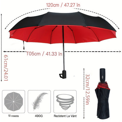 【🛒Oferta pe timp limitat】☔ Umbrelă automată cu două straturi, întărită, rezistentă la vânt, utilizabilă atât pe vreme ploioasă, cât și însorită--3865961