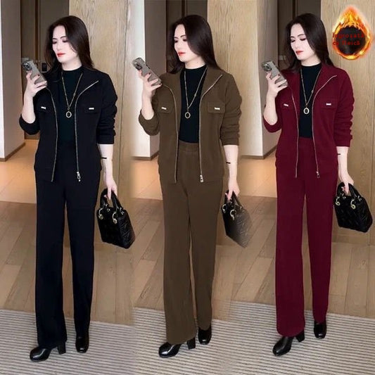 🔴【Reduceri la produse noi】💥【M-4XL】Costum casual de damă din catifea și îngroșat (sacou + pantaloni)-3885062