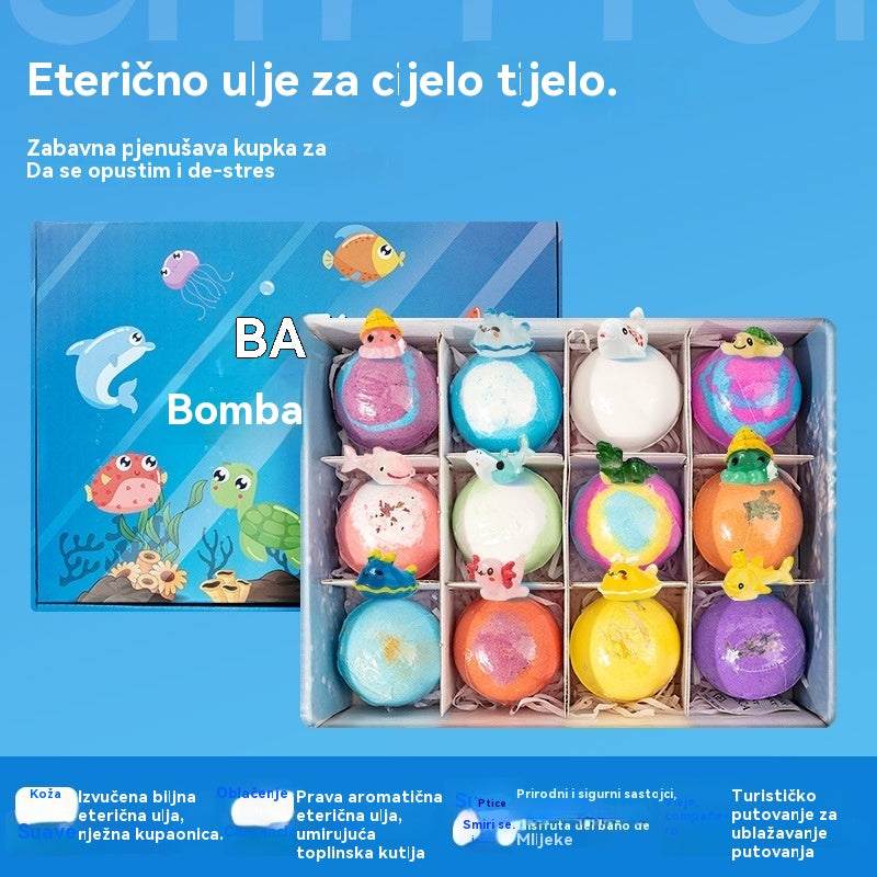 🌟🌟【12 komada za 36 eura】🛁🛁Set od 12 dječjih kuglica s morskom soli za kupanje — ✅Zabavna igračka ✅Nježna formula ✅Njeguje kožu