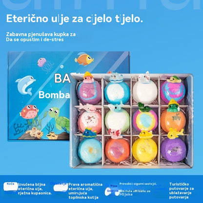 🌟🌟【12 komada za 36 eura】🛁🛁Set od 12 dječjih kuglica s morskom soli za kupanje — ✅Zabavna igračka ✅Nježna formula ✅Njeguje kožu