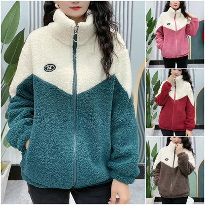 Jachetă de iarnă fleece, jachetă de bumbac, geacă de bumbac îngroșată din lână de miel, jachetă caldă