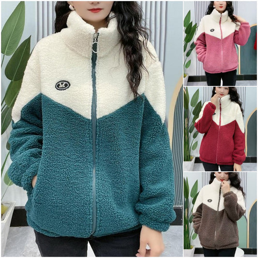Jachetă de iarnă fleece, jachetă de bumbac, geacă de bumbac îngroșată din lână de miel, jachetă caldă