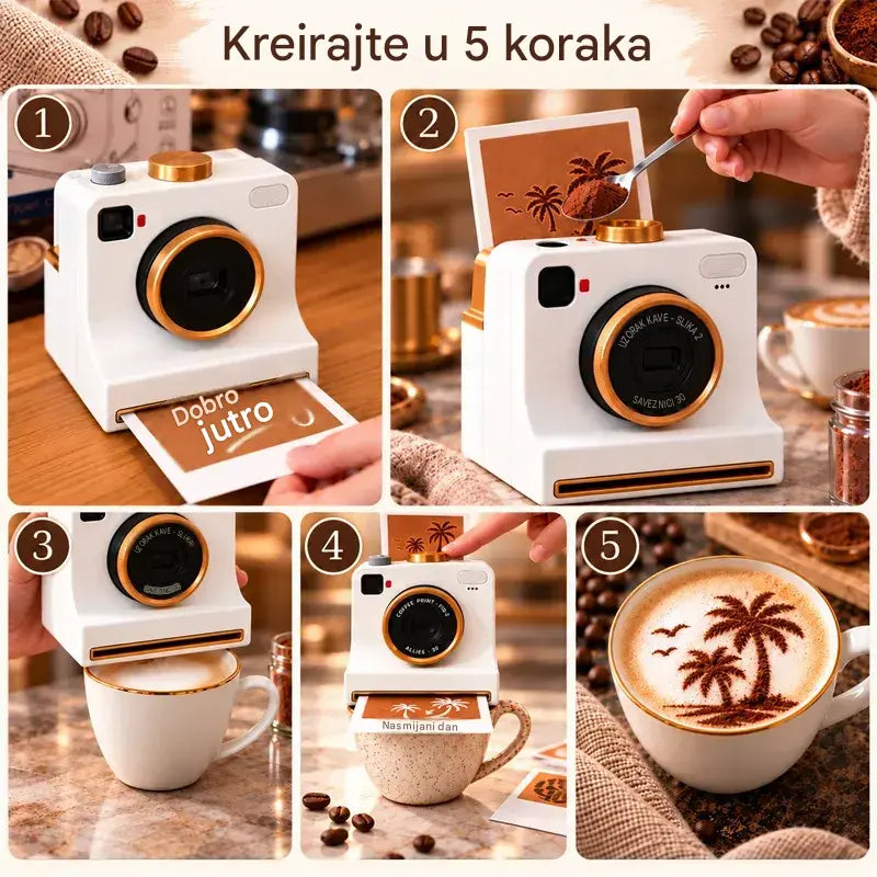 📸 Kreativni alat za ukrašavanje kave u obliku fotoaparata ⚡ · Mehanizam za oblikovanje pritiskom · Različite šablone · 3 boje 🌟!
