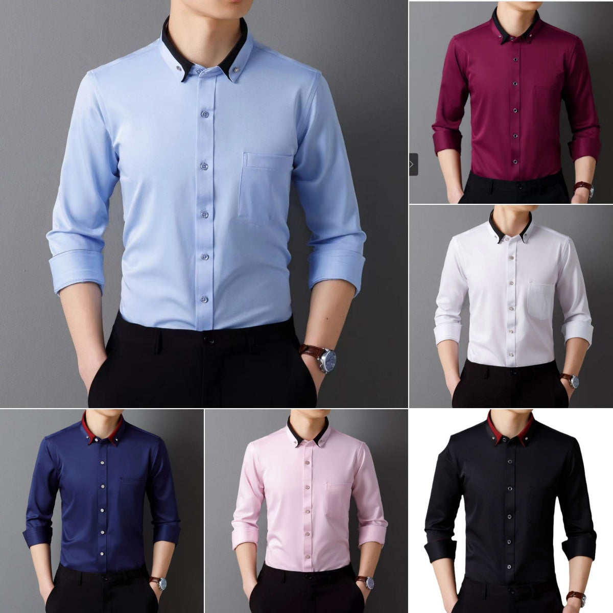 【S-4XL】2025 Noua cămașă respirabilă de afaceri pentru bărbați de moda casual-3859747