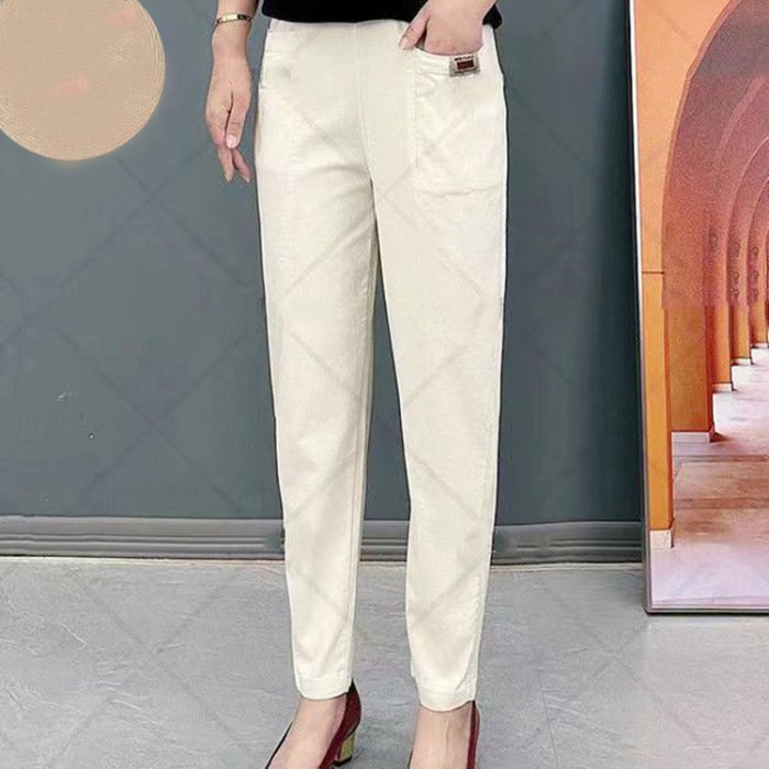 💞【M-6XL】2025 de noi pantaloni casual de damă elastic cu talie înaltă-3863714
