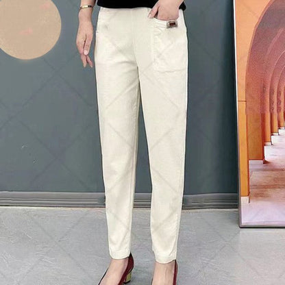 💞【M-6XL】2025 de noi pantaloni casual de damă elastic cu talie înaltă-3863714