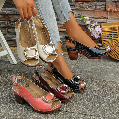 [Reducere 50% la articolele noi] ✨👡Sandale premium din piele naturală - Toc jos, la modă de înaltă calitate, elegante și versatile