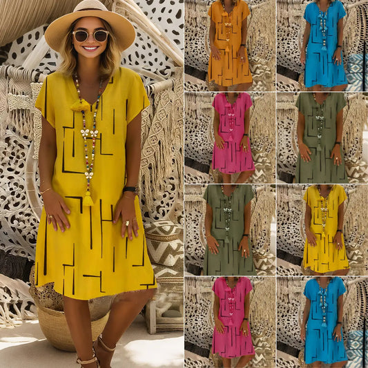 👗Vremenski ograničena ponuda: 50% popusta na pamučnu haljinu s V-izrezom 【S-5XL】 - Besplatna dostava - Plaćanje pouzećem